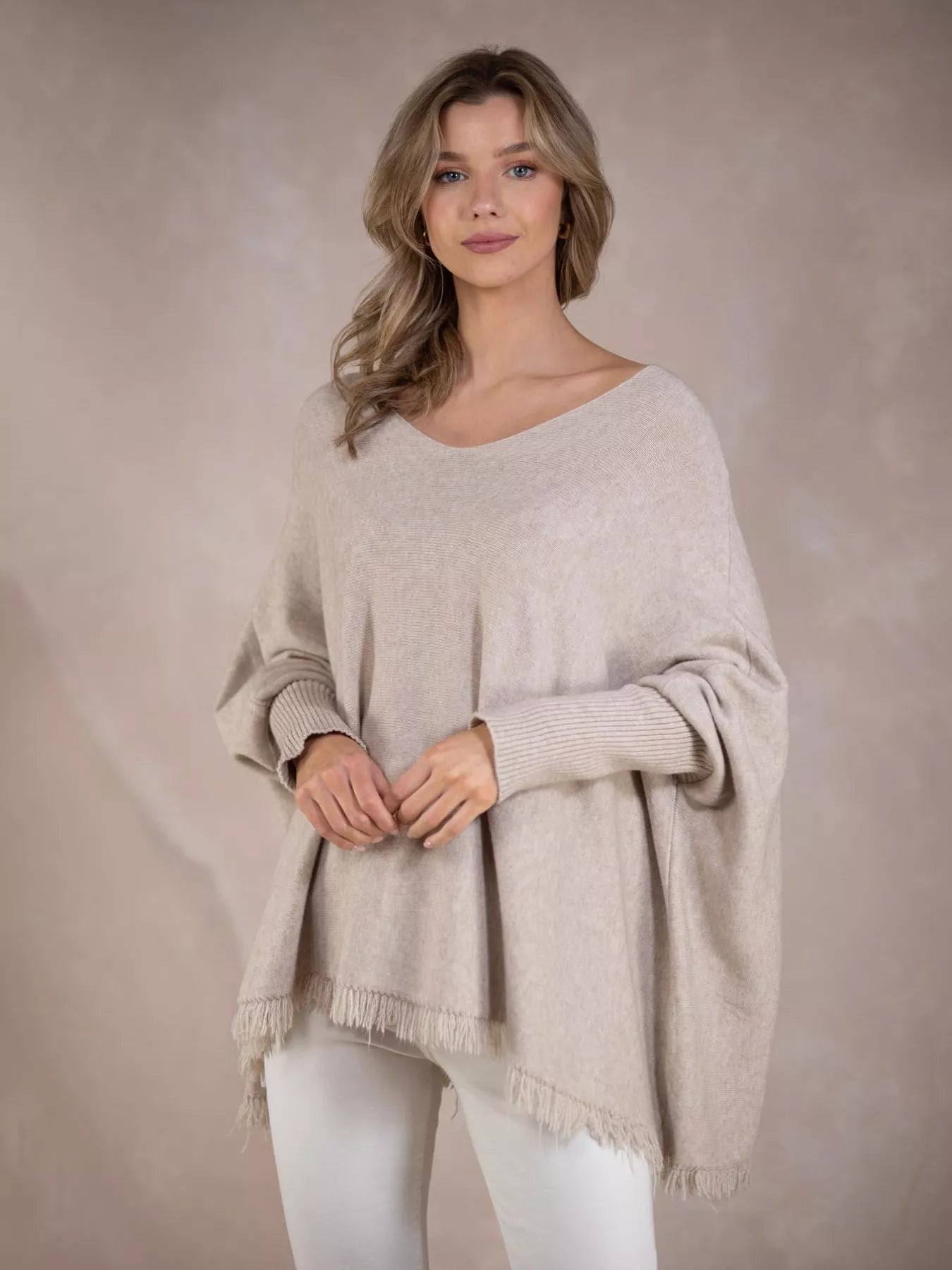 Raw Hem V-Neck Sweater