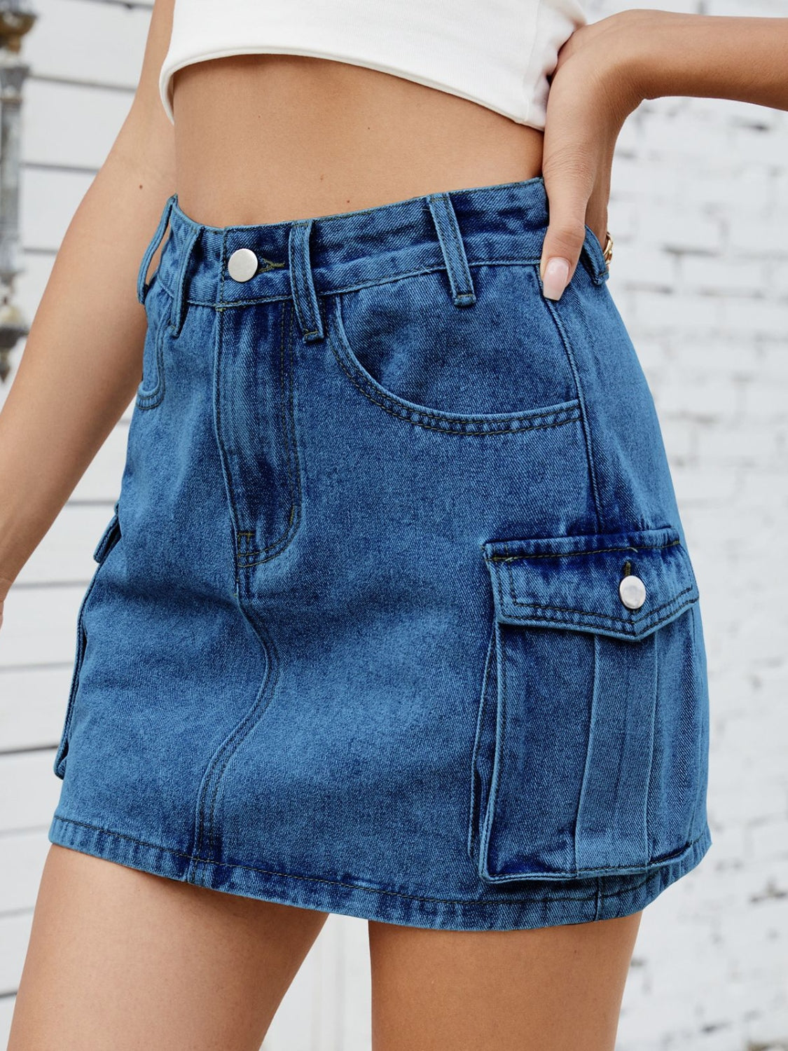 Cargo Denim Skirt