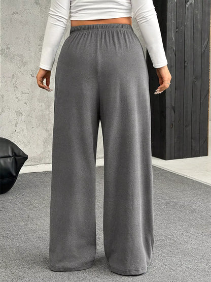 Full Size Drawstring Wide Leg Pants Plus Size