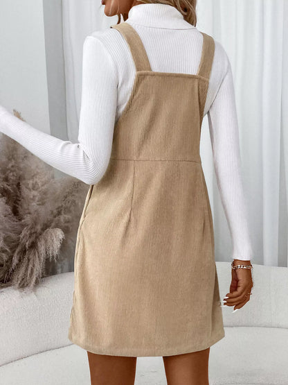 Casual Corduroy Overall Dress