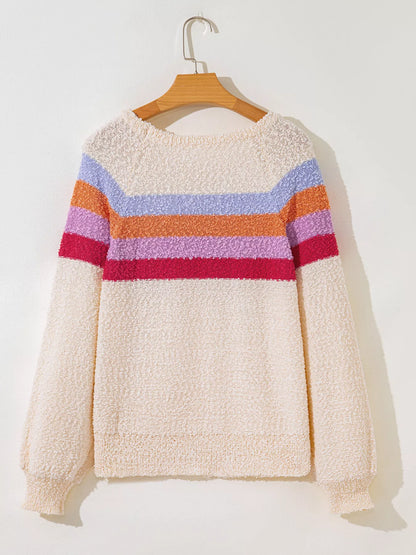 Striped Color Block Loose Sleeve Sweater