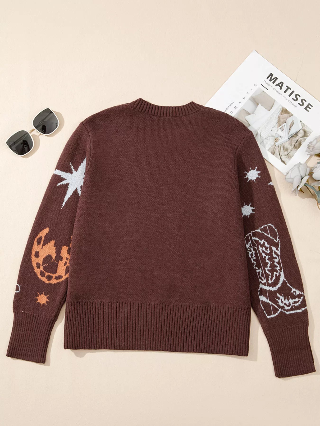 Cowgirl Round Neck Casual Sweater