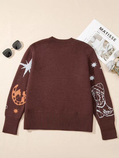 Cowgirl Round Neck Casual Sweater