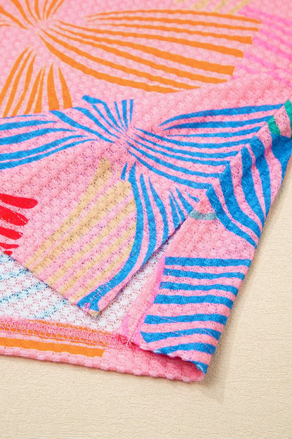 Printed Waffle Knit Oversized T-Shirt