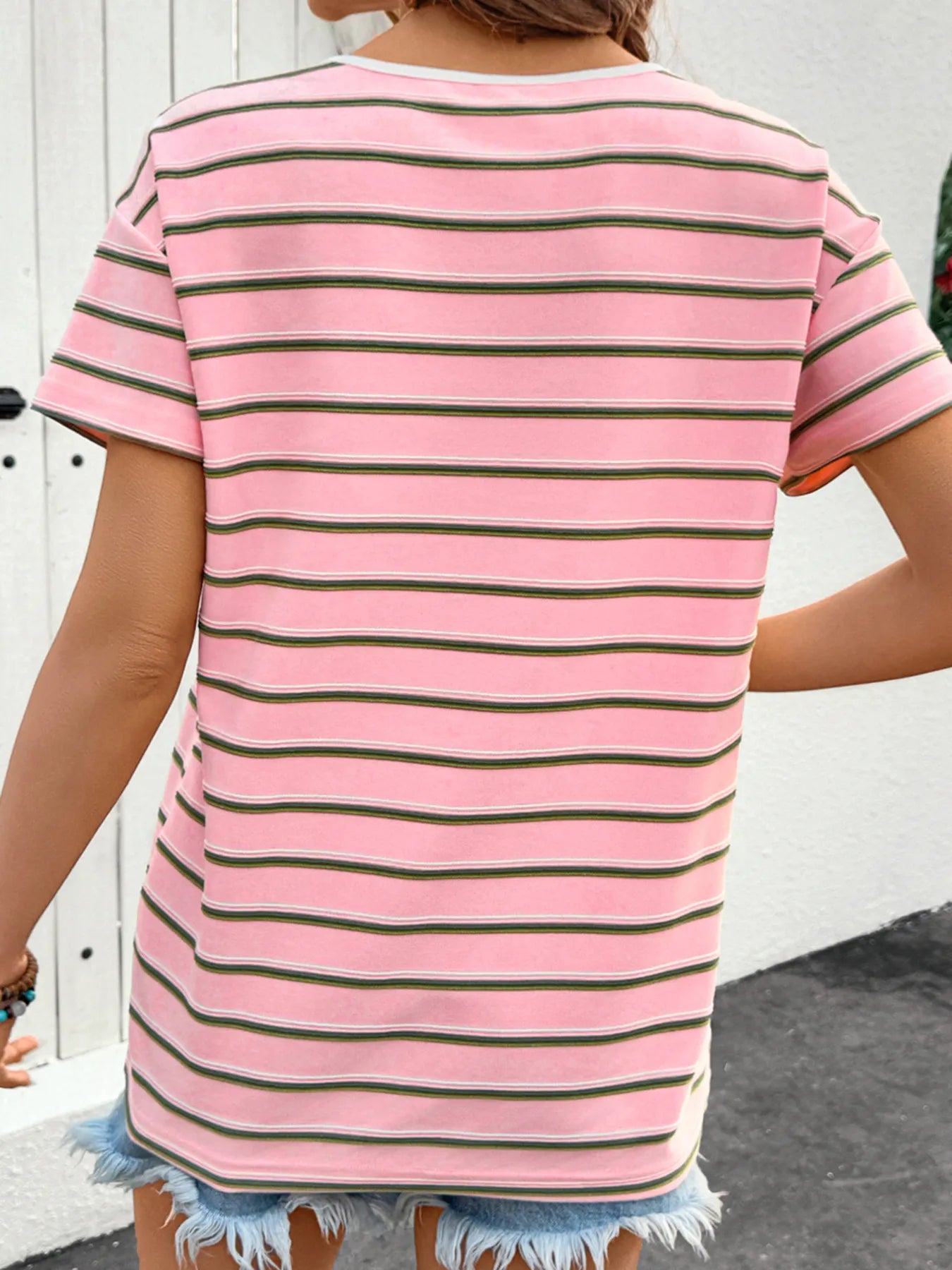 Striped Casual V-Neck T-Shirt