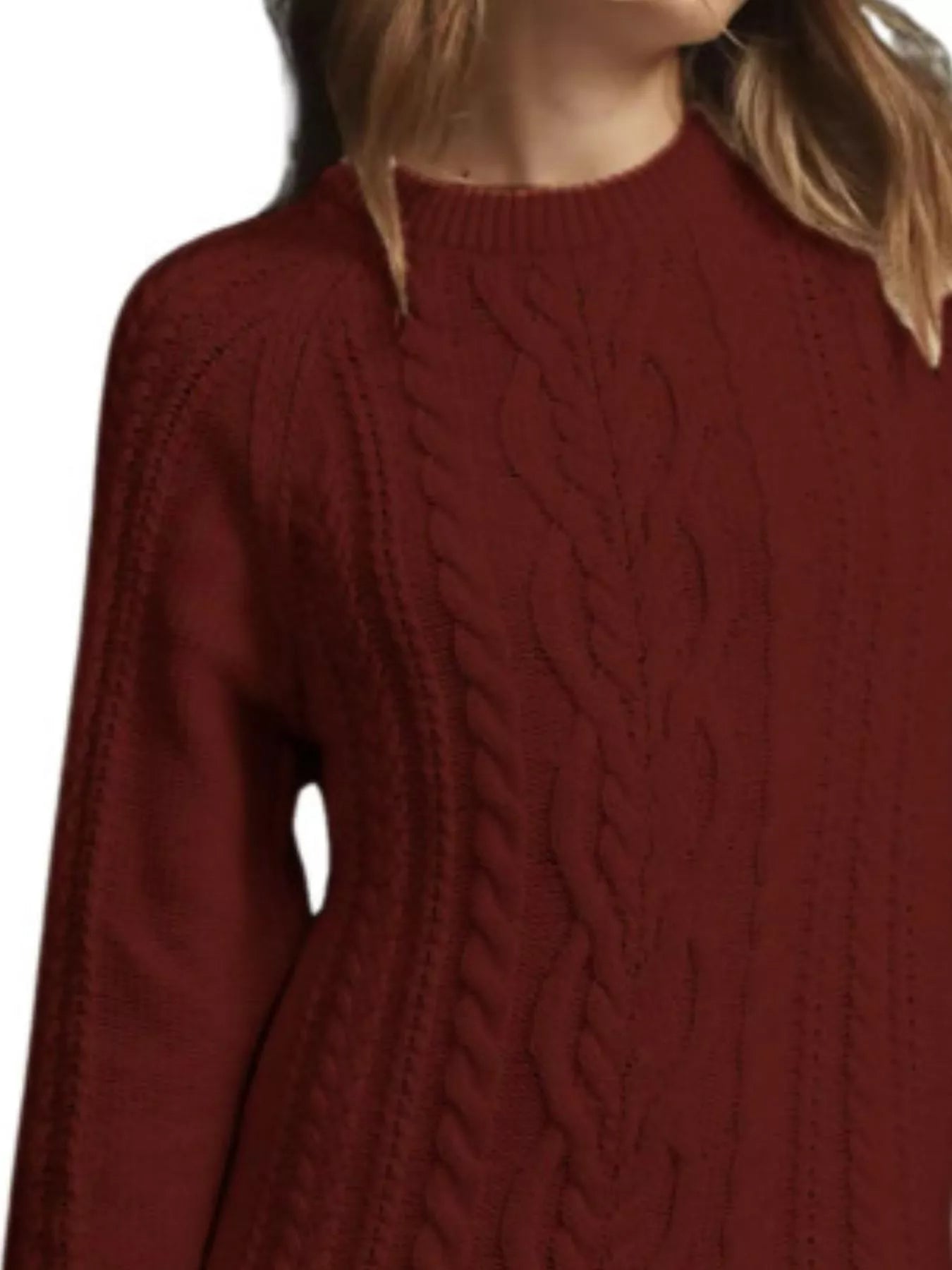Full Size Cable-Knit Mini Sweater Dress Plus Size