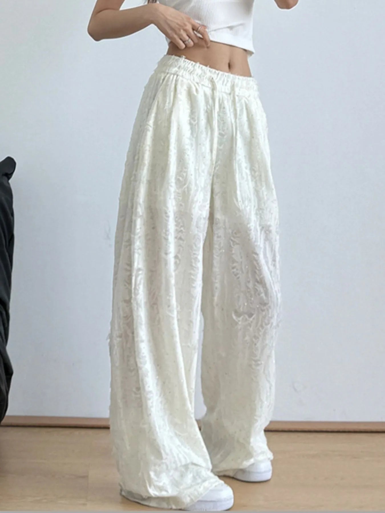 Drawstring Wide Leg Pants