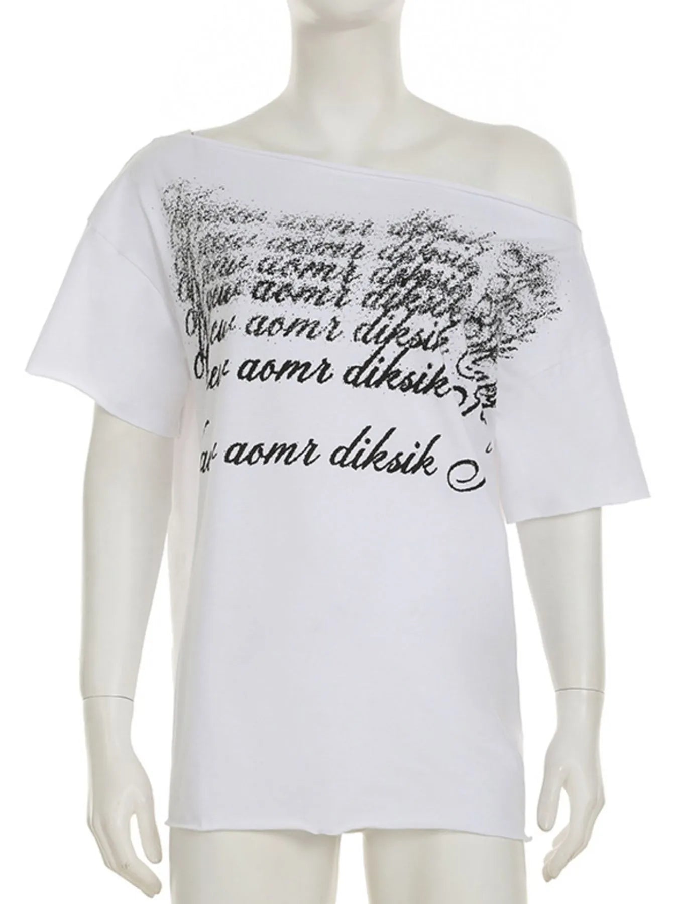Letter Single Shoulder T-Shirt