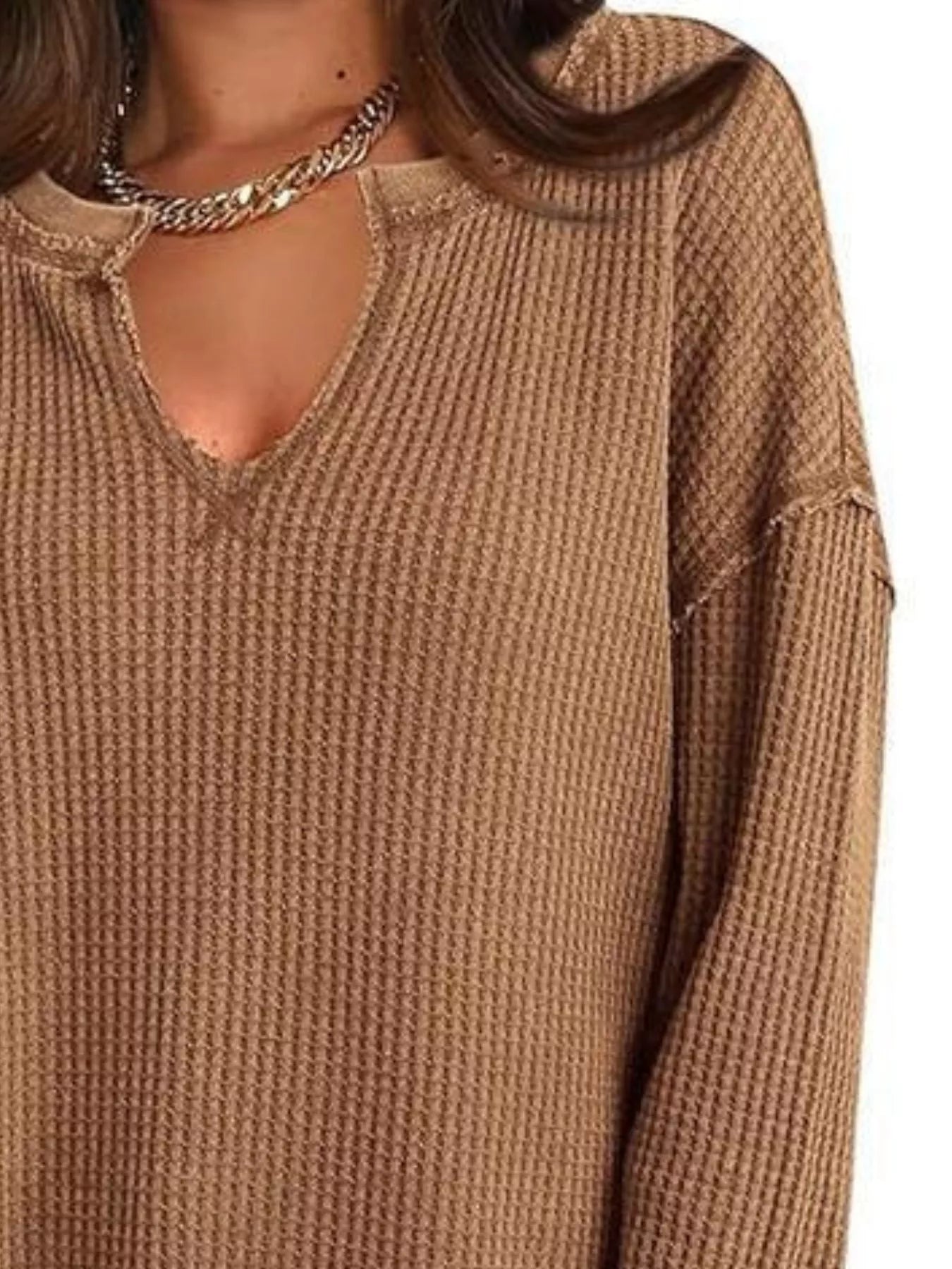 Waffle Knit Long Sleeve Sweatshirt