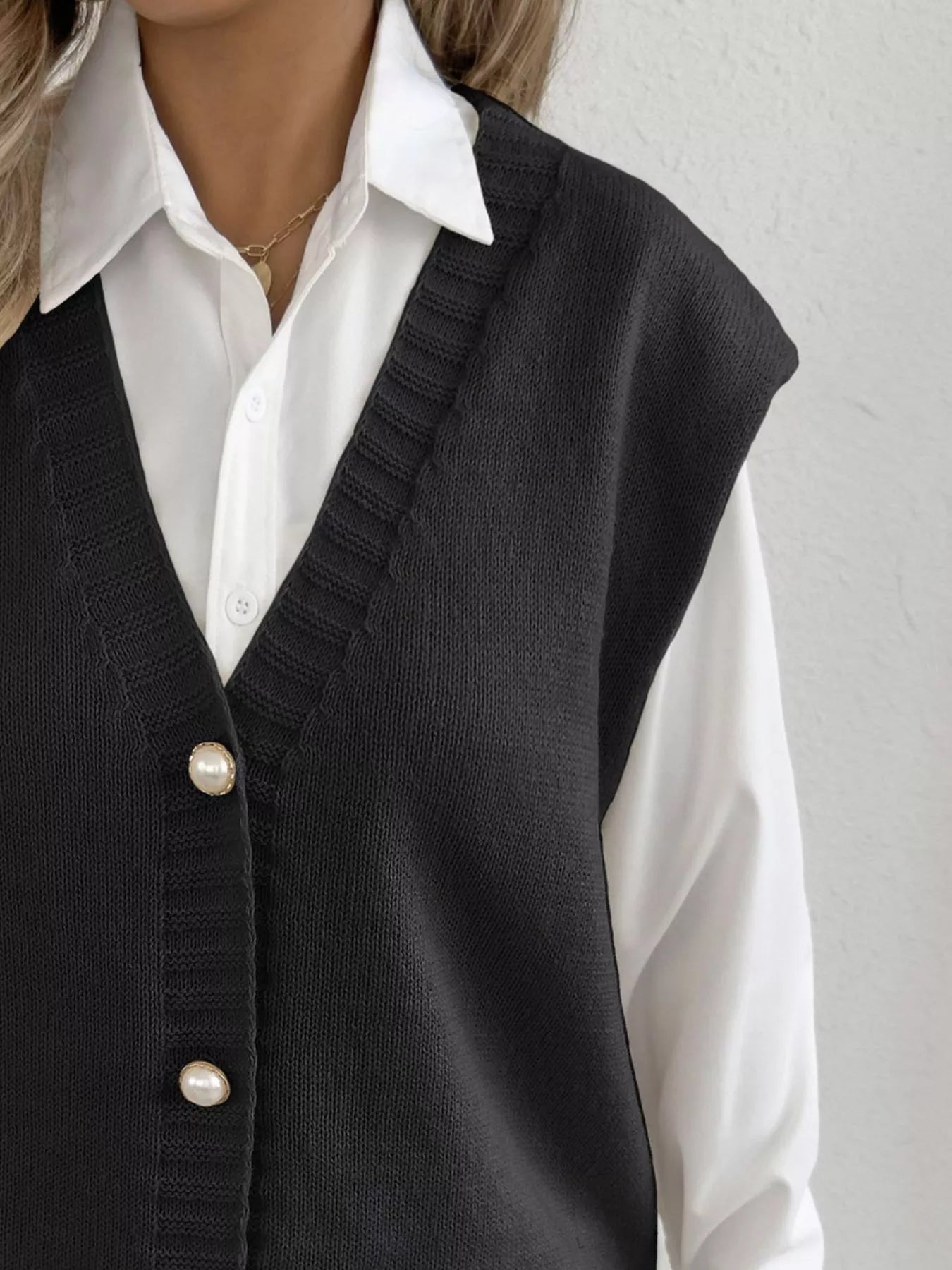 Button-Down Button Up Sweater Vest