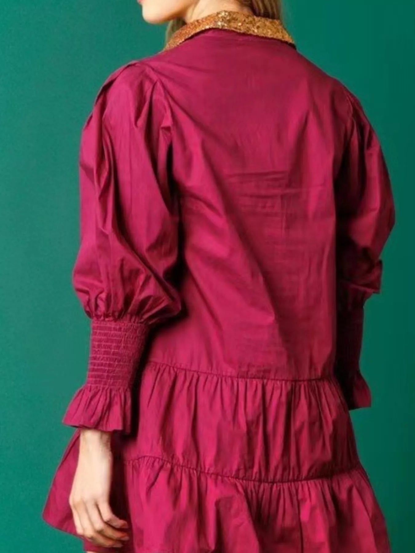 Full Size Christmas Sequin Nutcracker Tiered Shirt Dress Plus Size