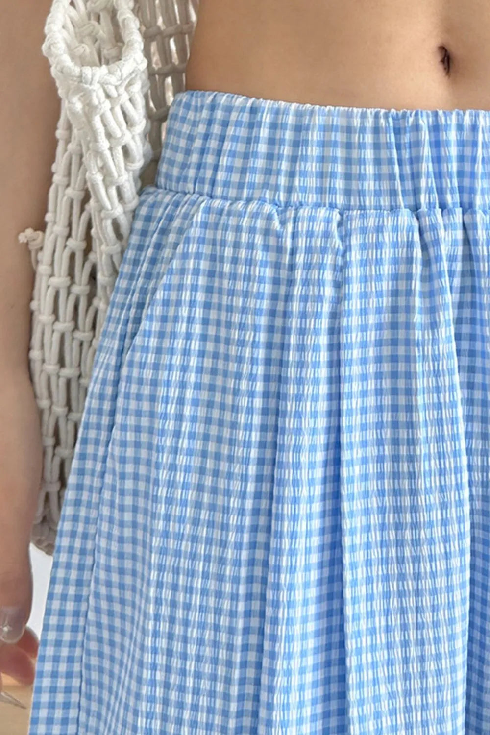 Gingham Check Wide Leg Pants