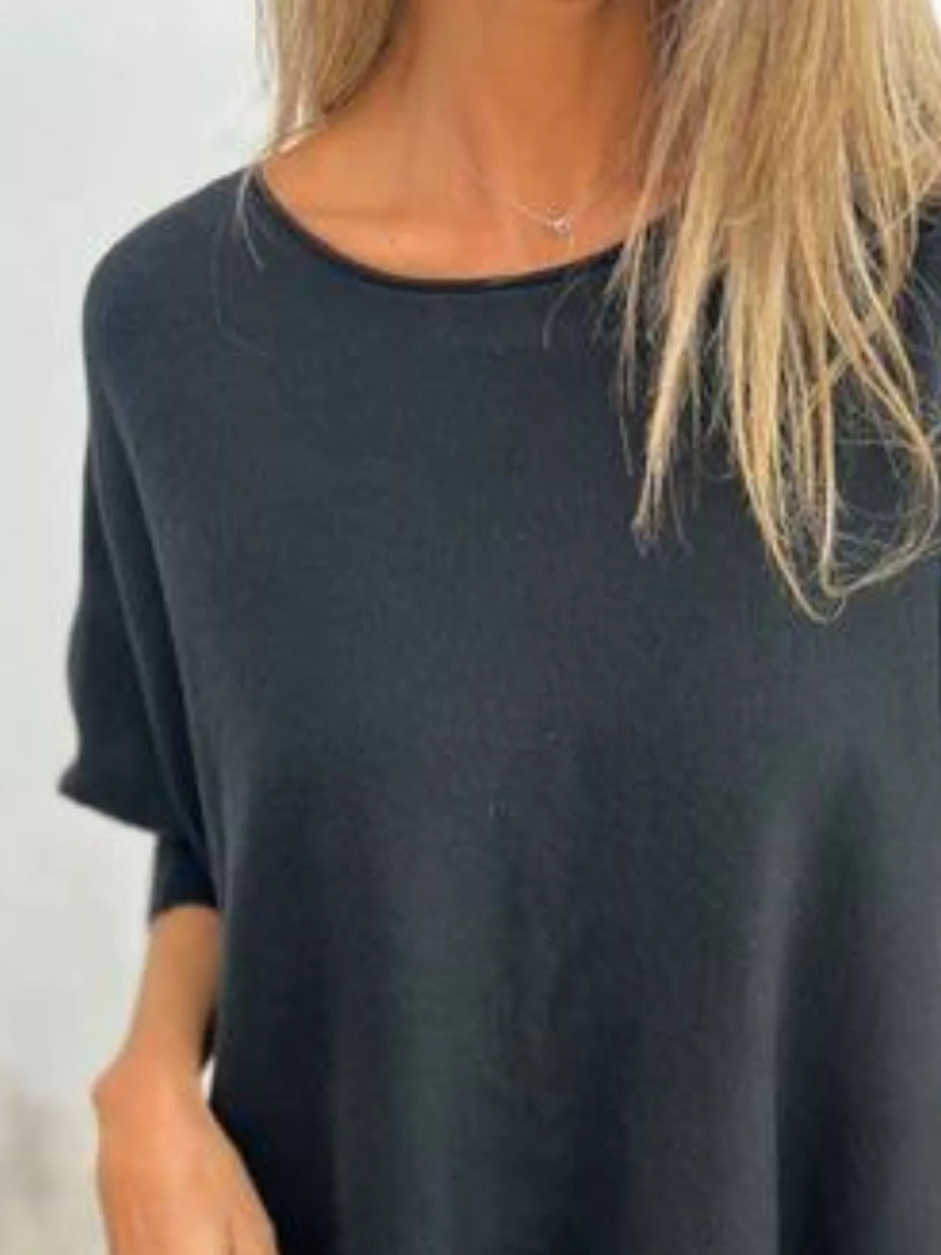 Full Size Round Neck Long Sleeve Knit Top with Lace Trim Plus Size