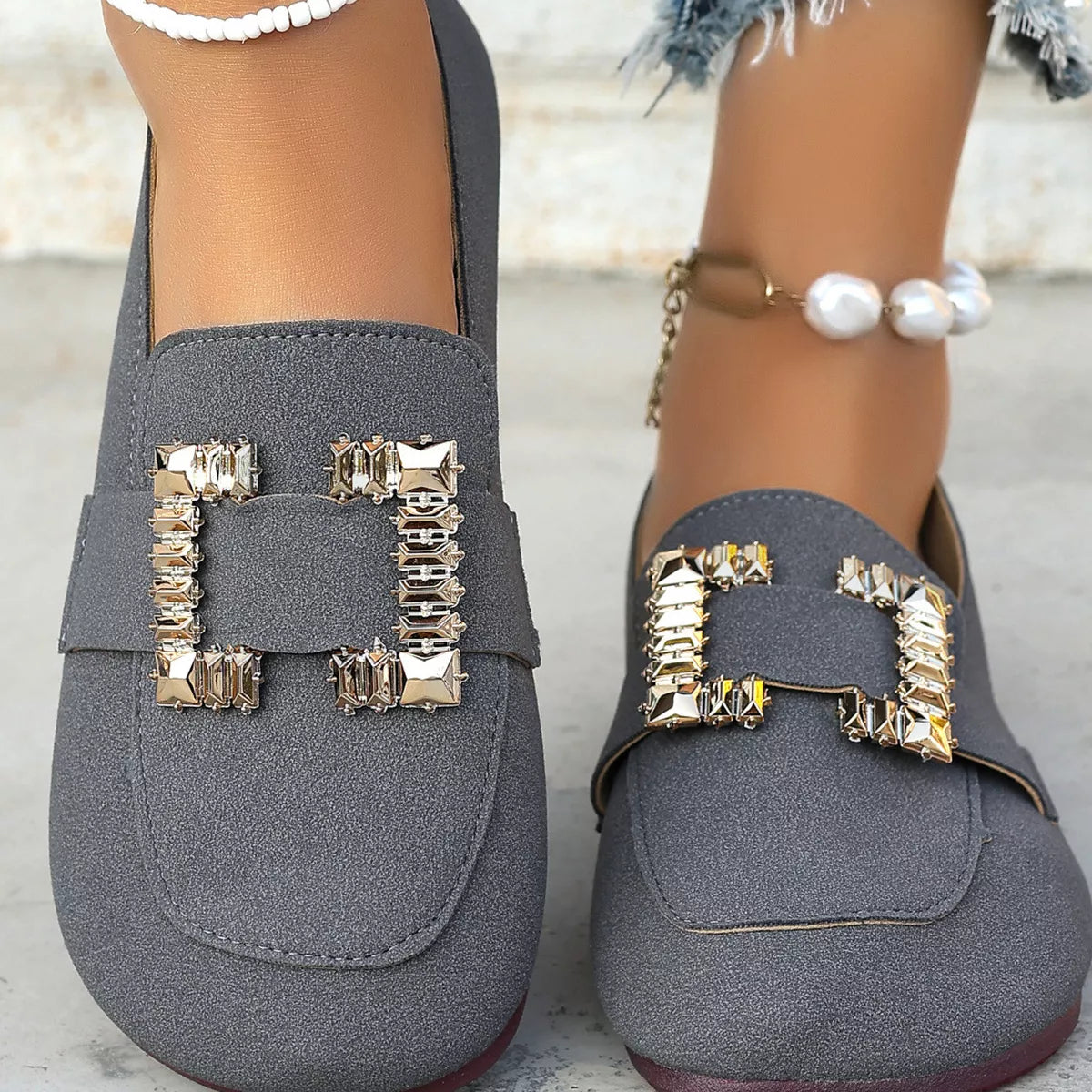 Decor Buckle Round Toe Slip-On