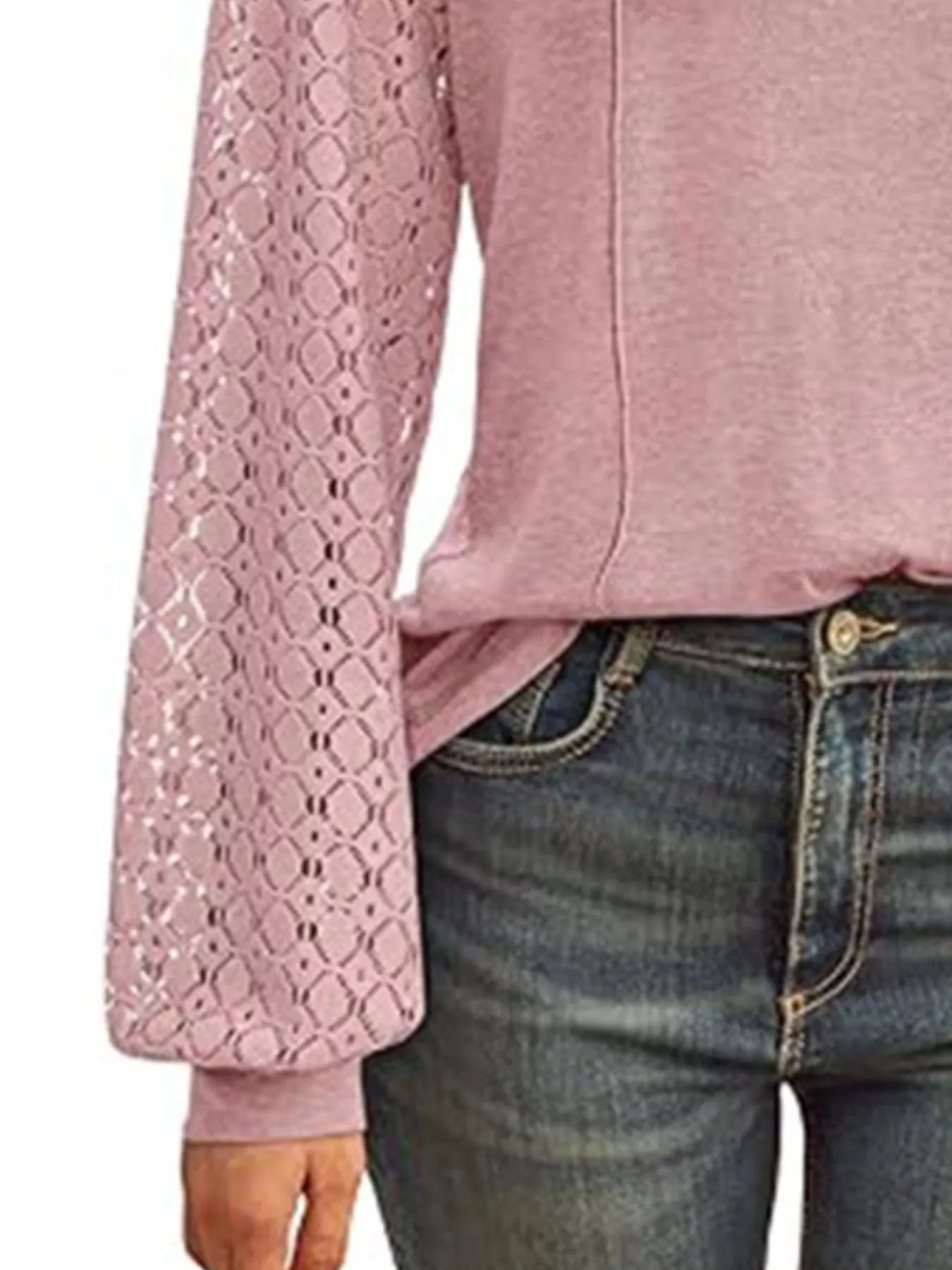 Round Neck Lace Sleeve Blouse