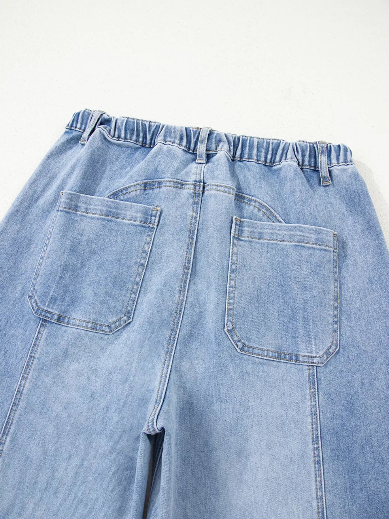 Wide Leg Drawstring Raw Hem Jeans