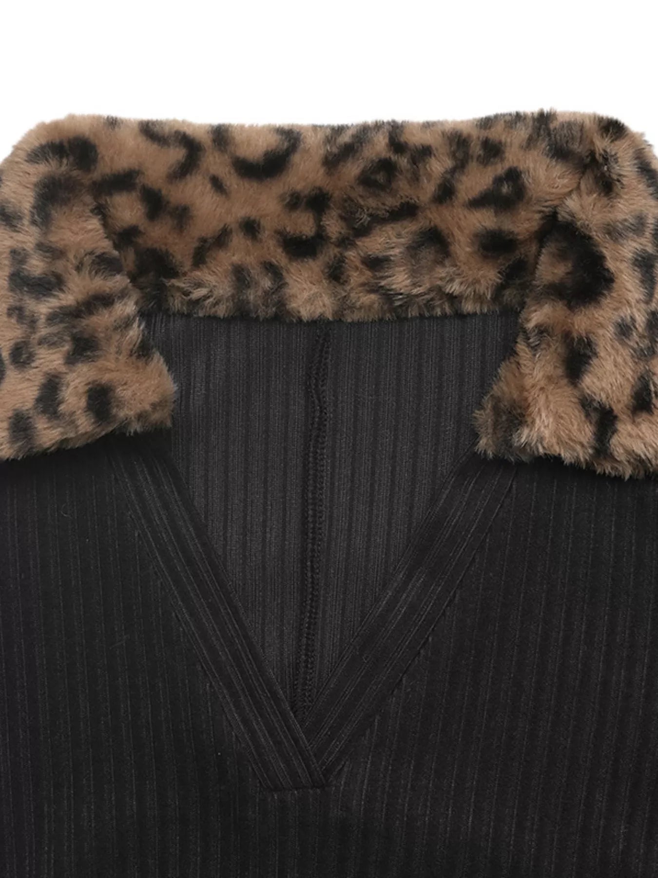 Leopard Cuff Johnny Collar Midi Dress