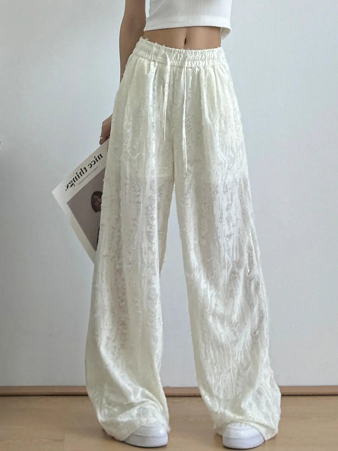Drawstring Wide Leg Pants