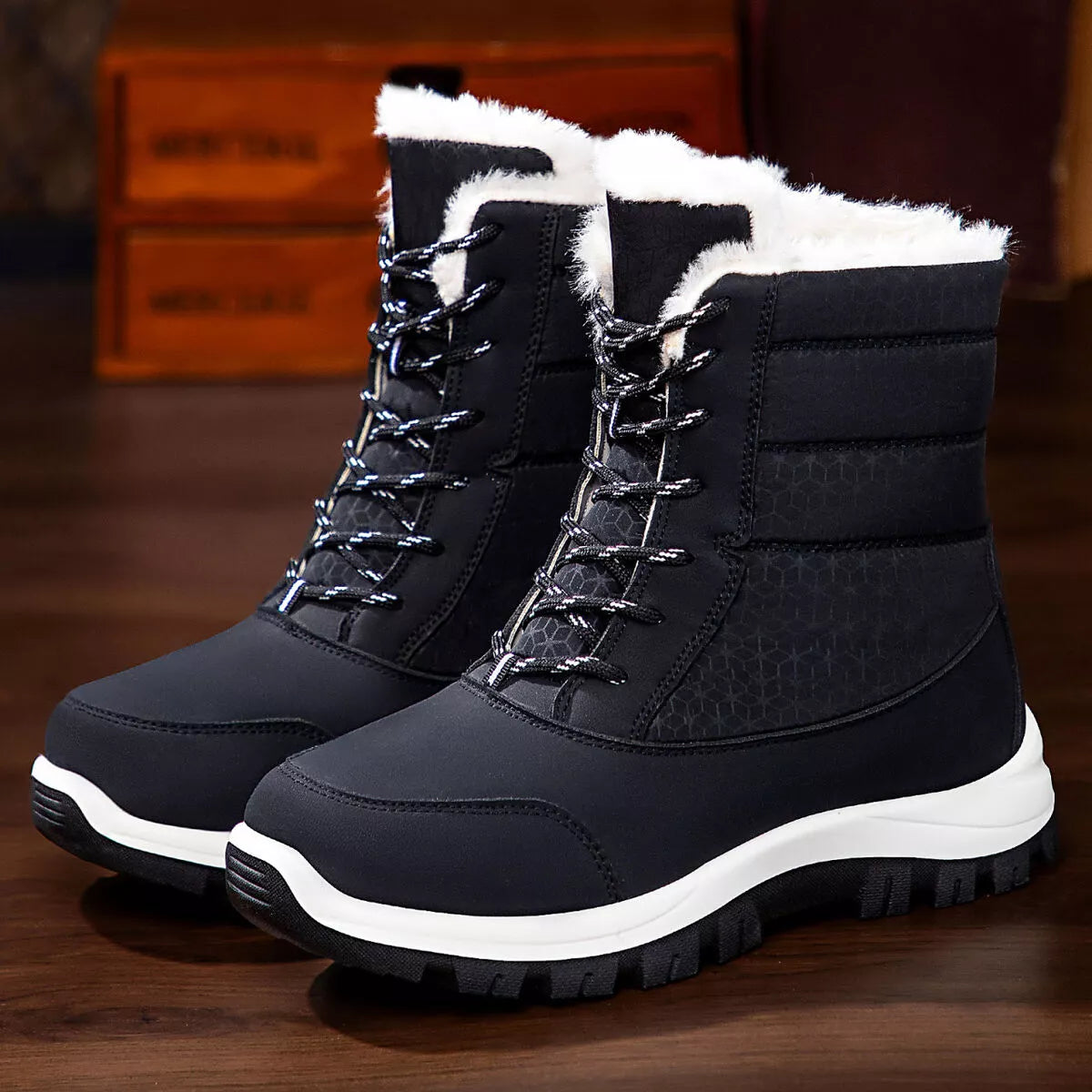 Winter Waterproof Snow Boots with Warm Fur Lining