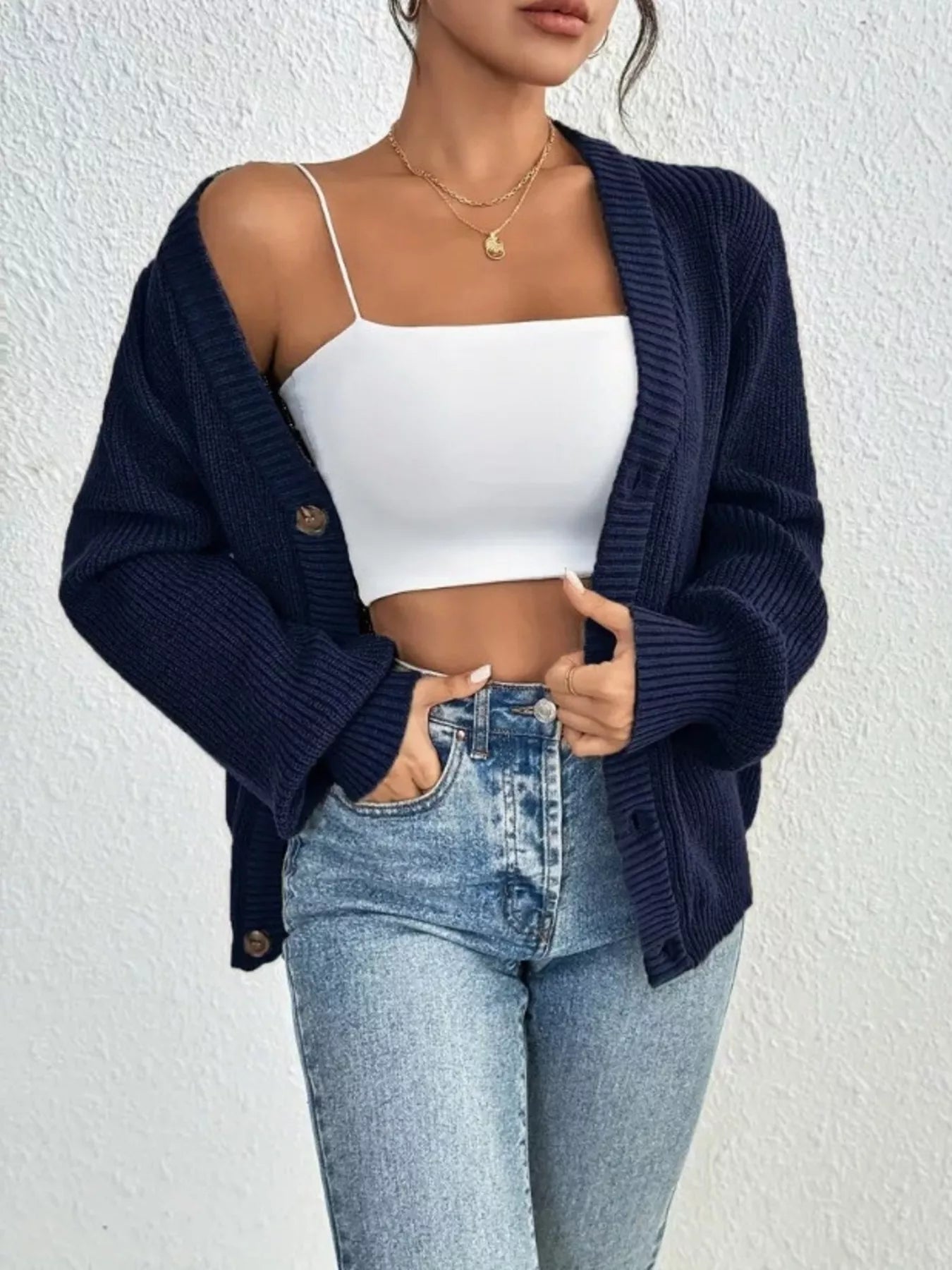 Chunky Knit Button-Down Cardigan