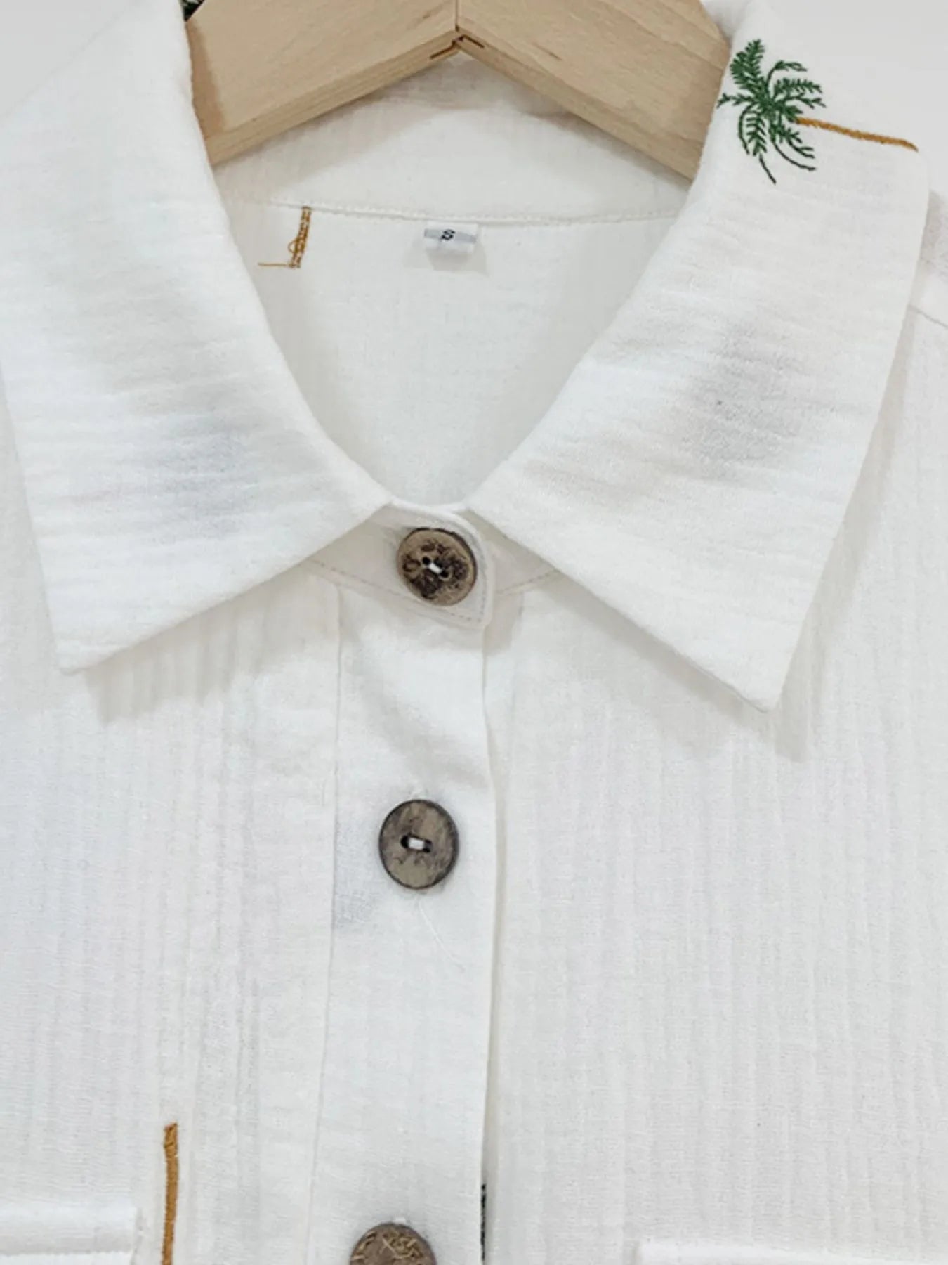 Palm Tree Print Short Sleeve Button-Up Romper with Belt