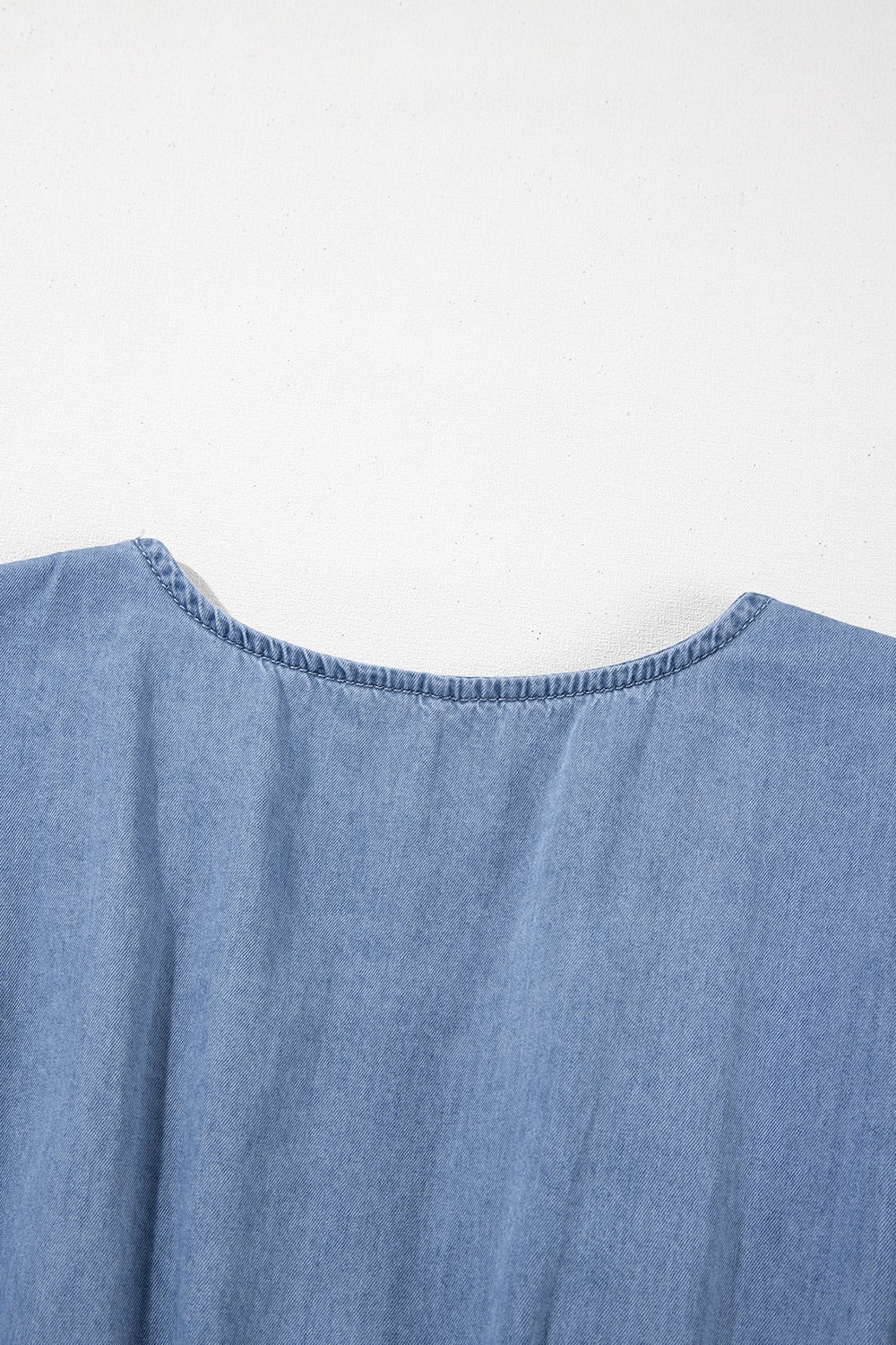 Ruffled Hem Smocked Flutter Sleeve Denim Mini Dress