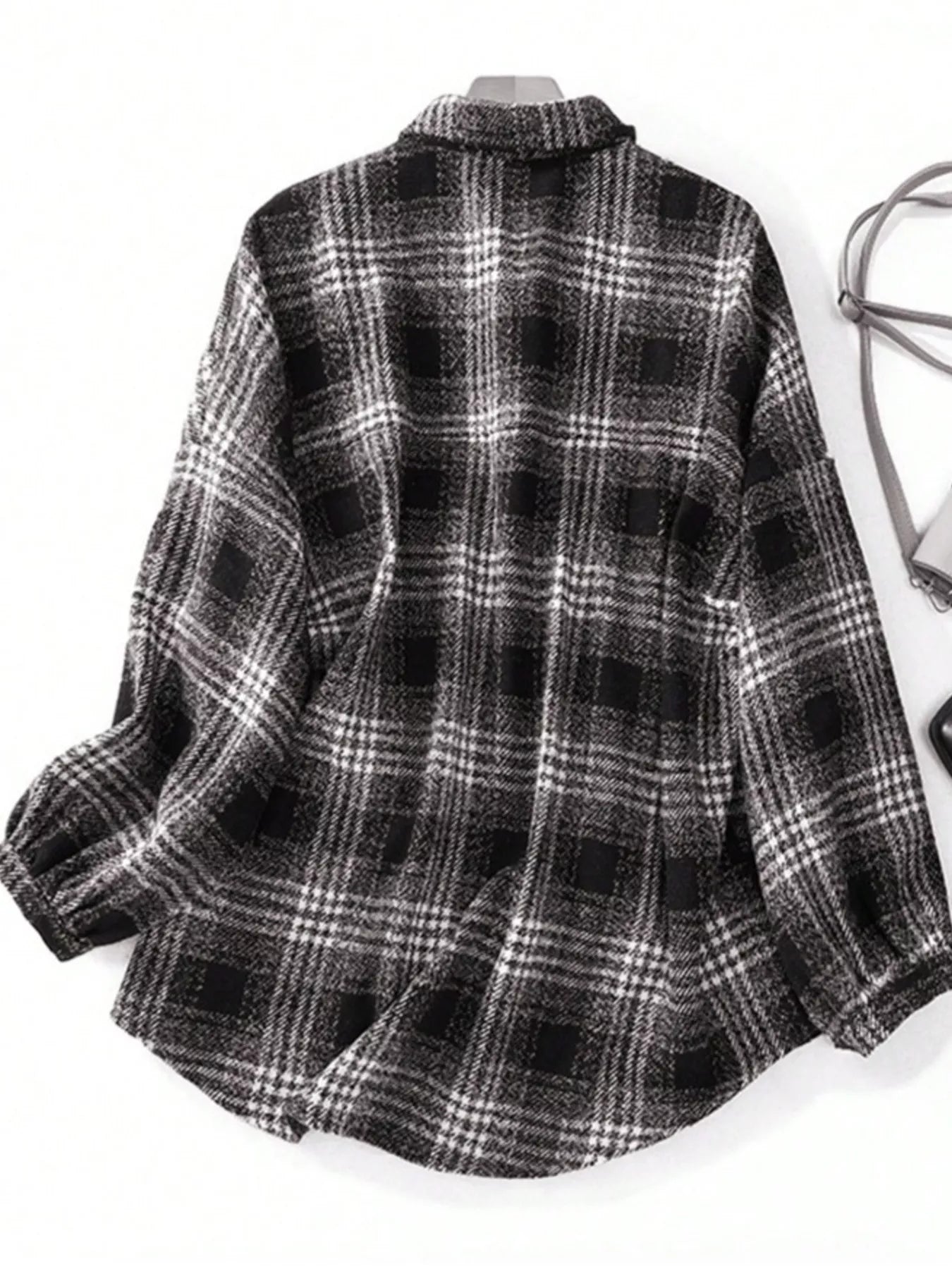 Plaid Button Up Long Sleeve Shacket