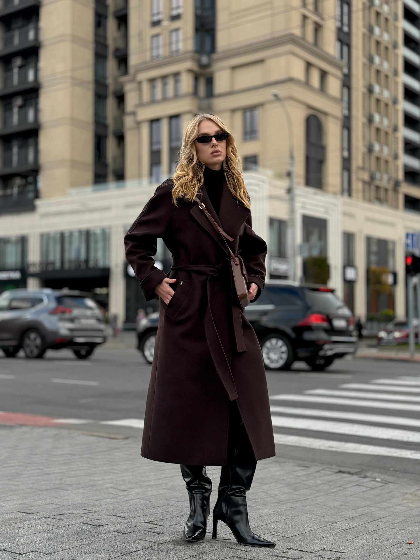Emily Classic Wool Blend Overcoat in Rich Chocolate