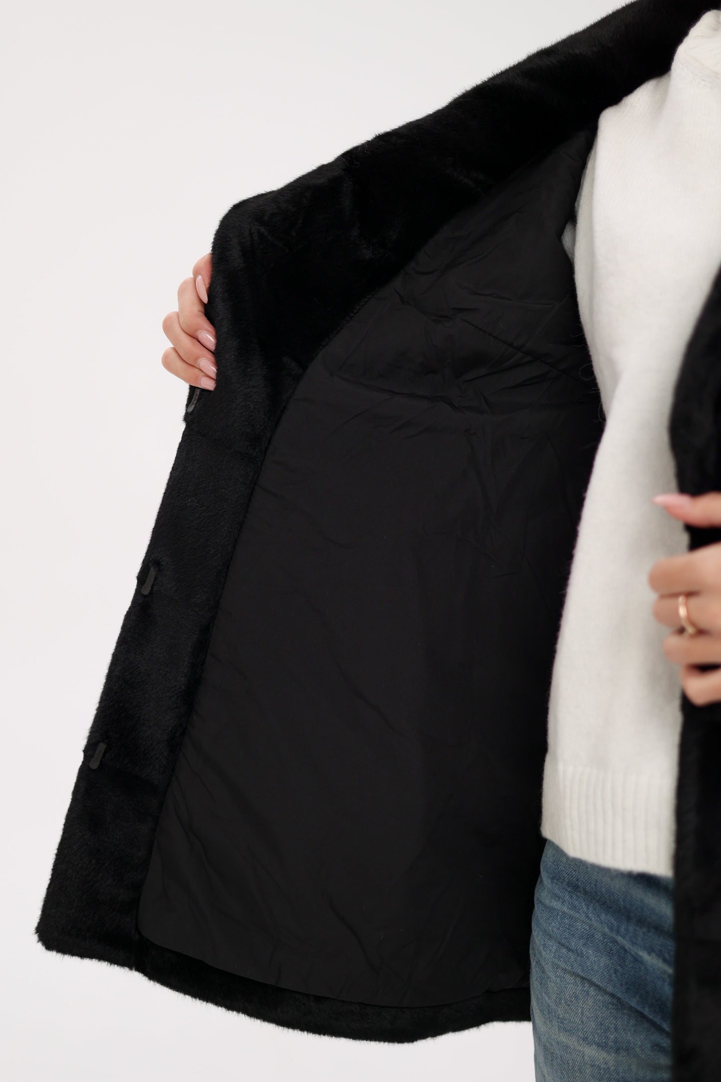 Faux Mink Effect Fur Coat