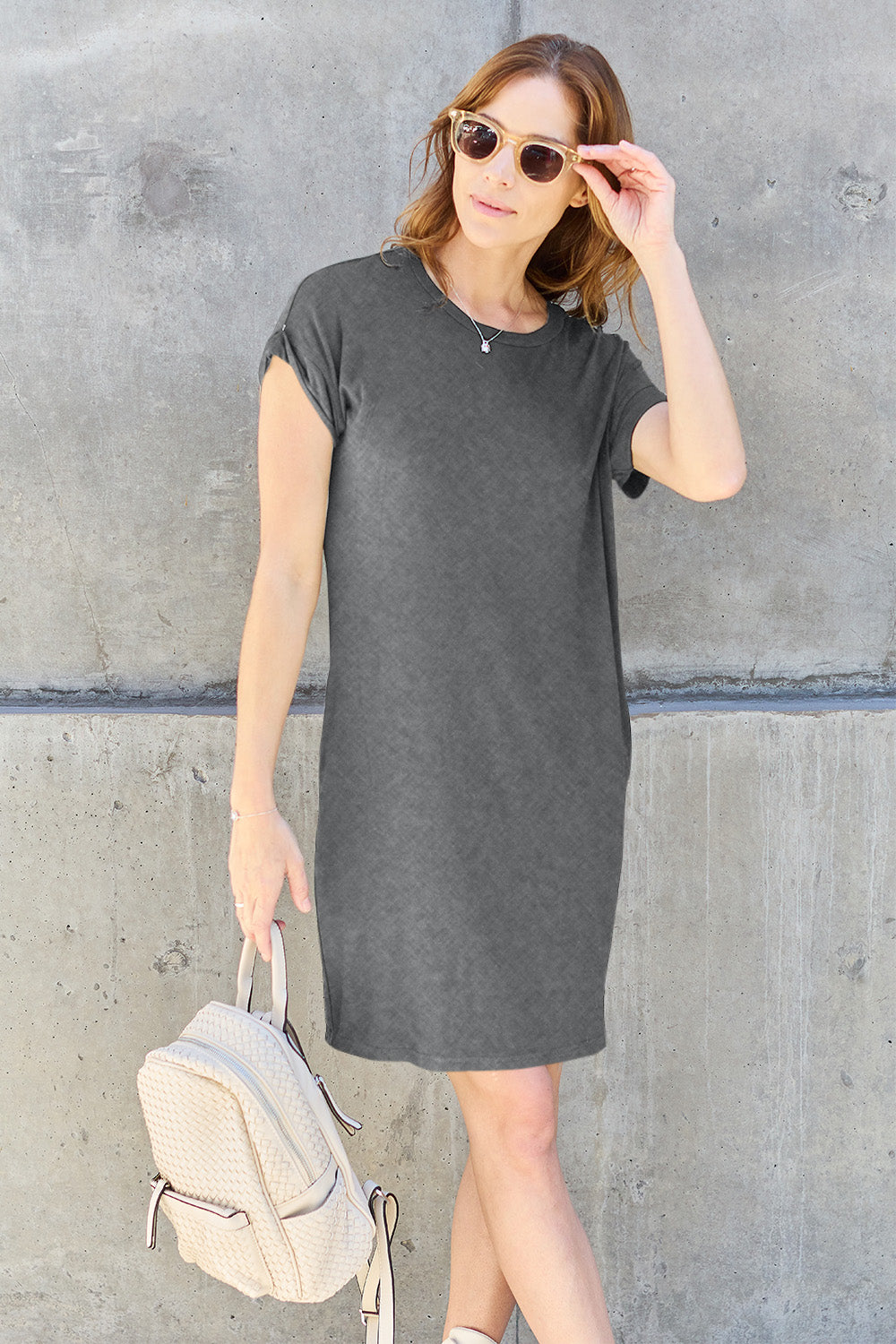 Essential Back-to-School Dress with Pockets Gray
