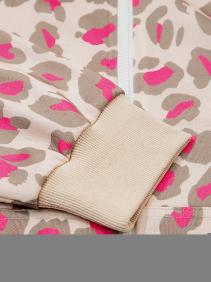 Leopard Print Zip-Up Hoodie