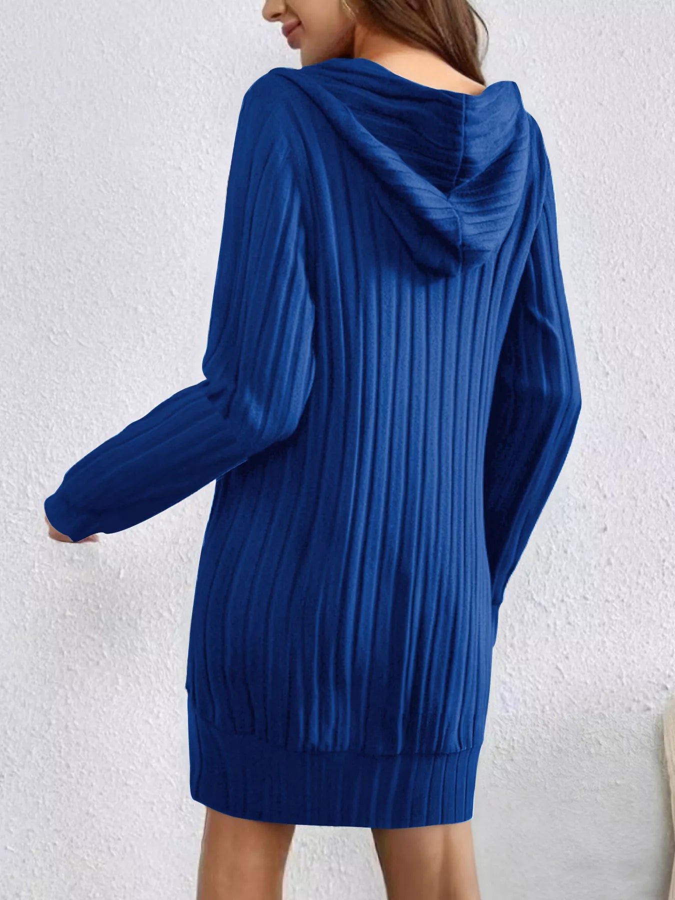 Ribbed Knit Hoodie Dress