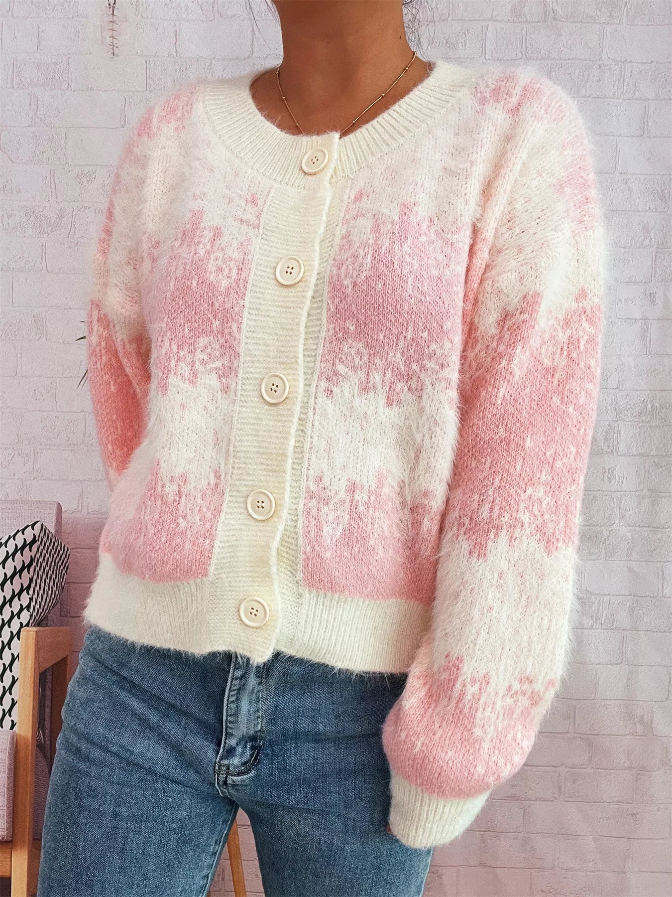 Ribbed Hem Button Up Cardigan