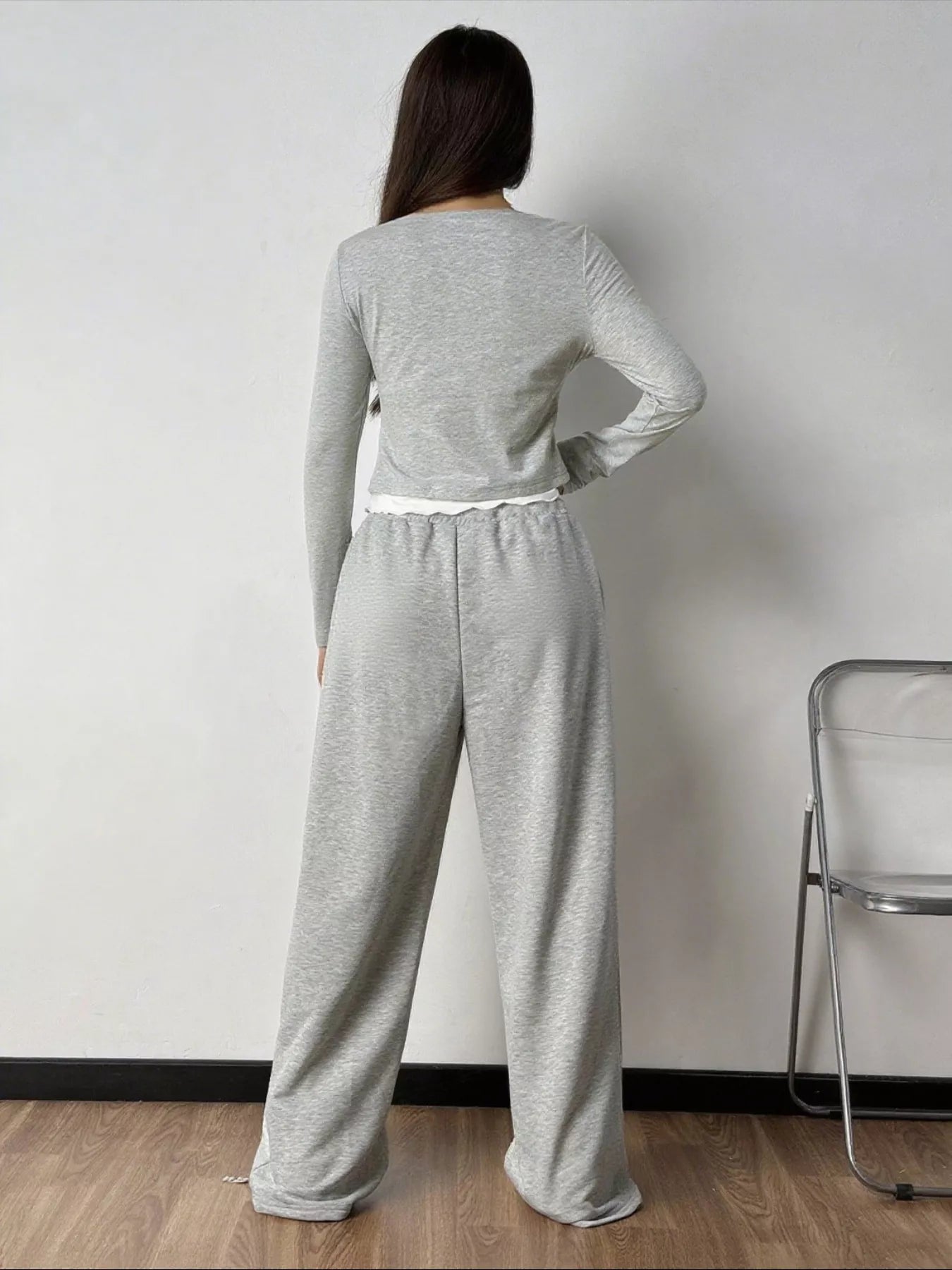 Tied Long Sleeve Top and Pants Set
