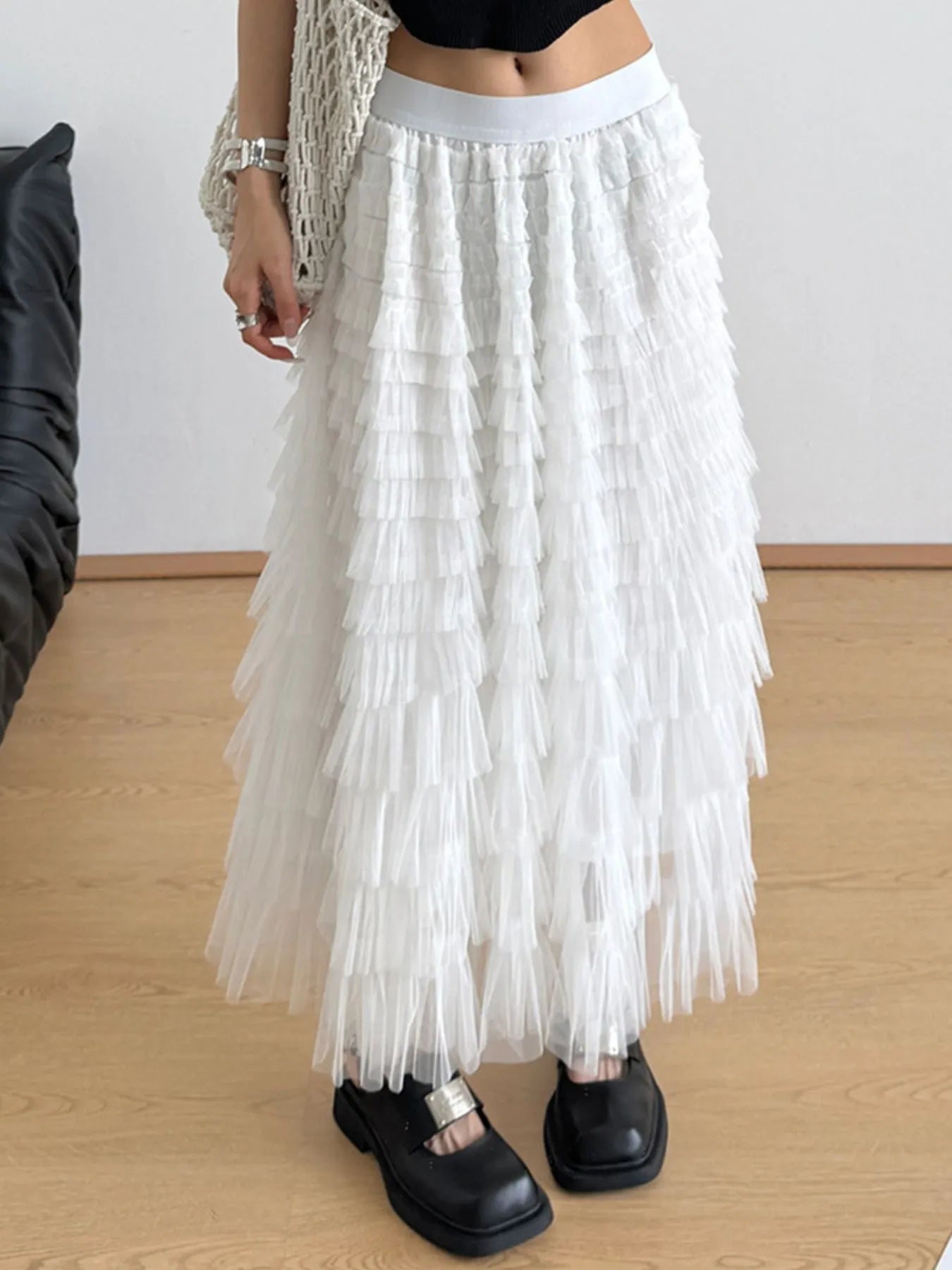 Tiered Tulle Maxi Skirt