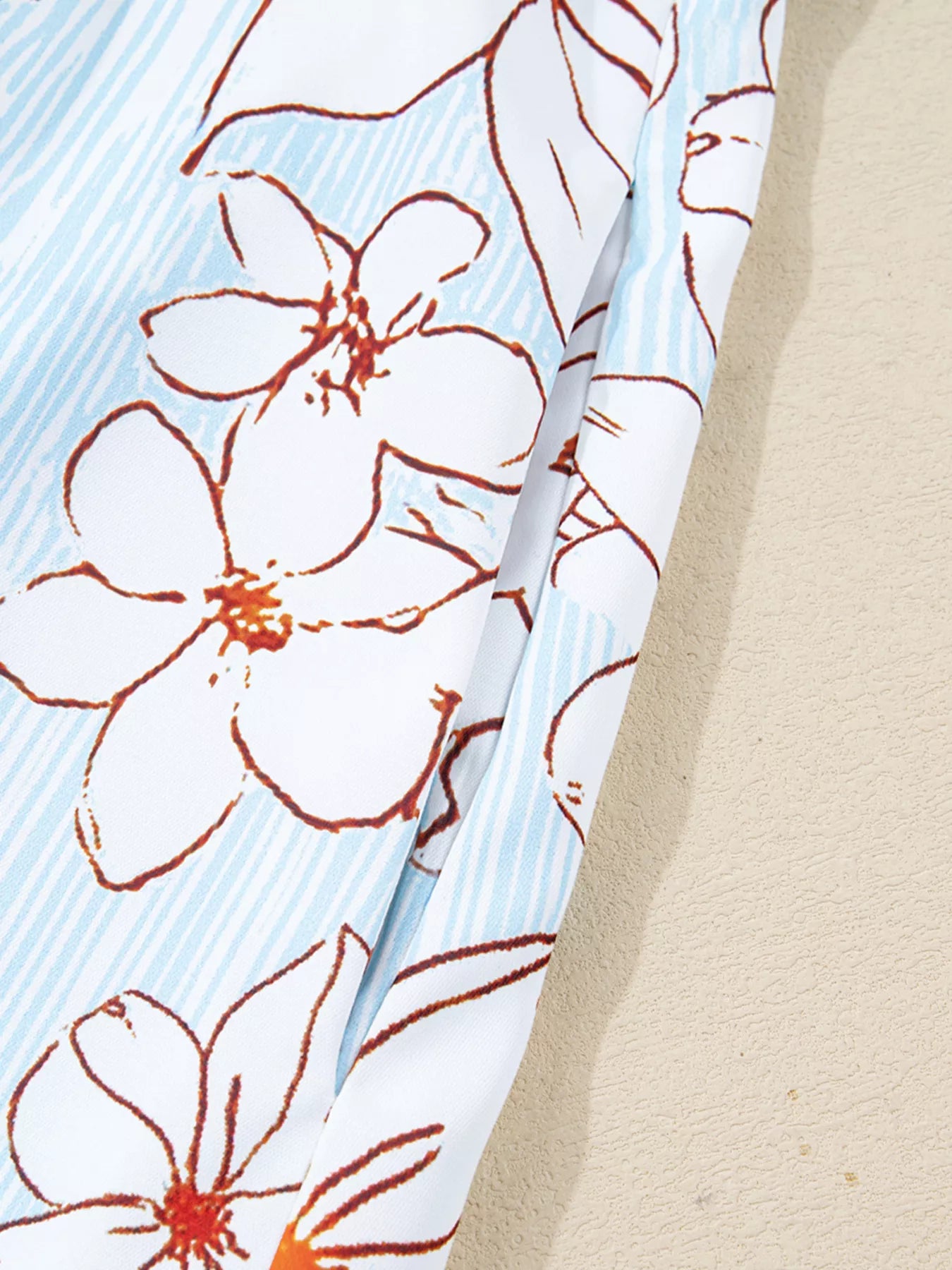 Floral Print Tie Neck Long Sleeve Mini Dress