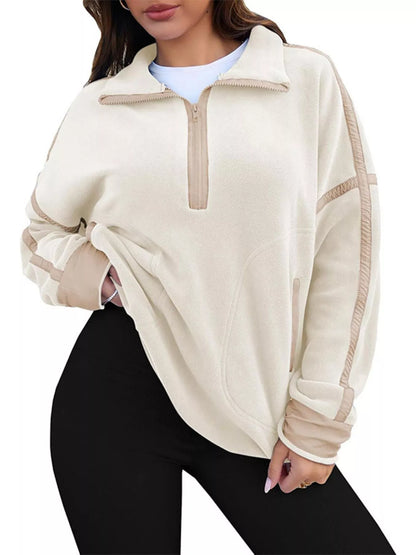 Half Zip Dropped Shoulder Sweatshirt