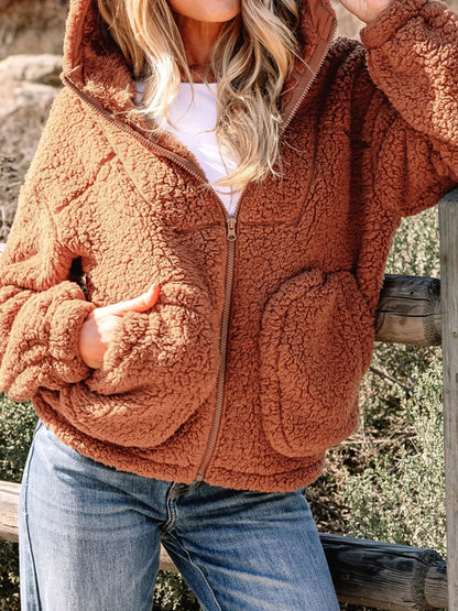 Zip Up Hooded Sherpa Jacket