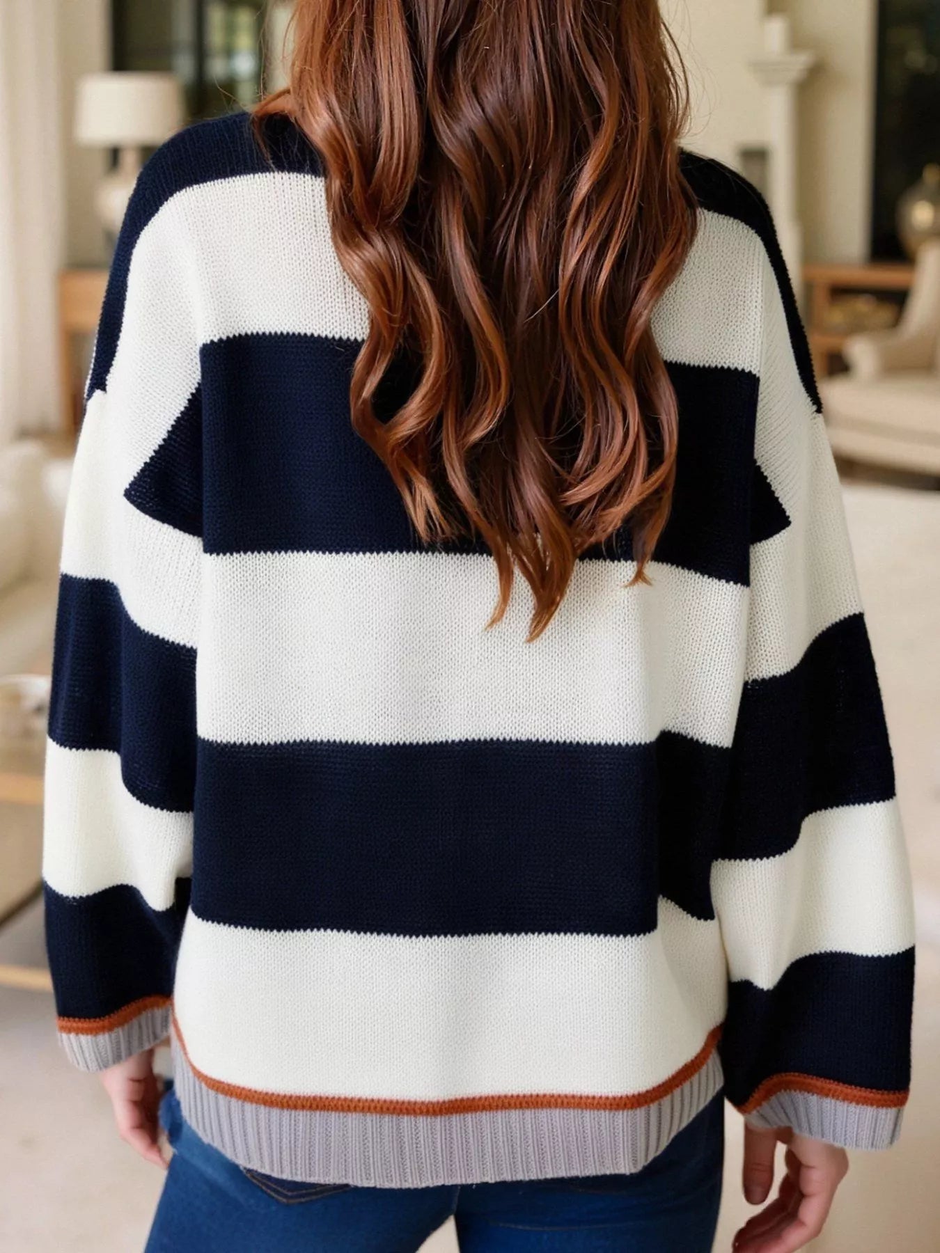 Color Block Round Neck Sweater