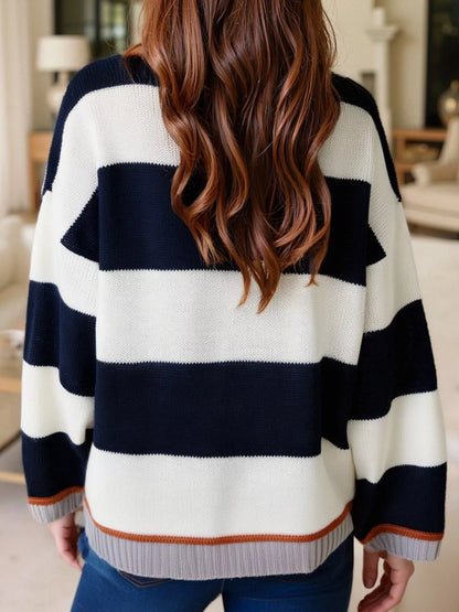 Color Block Round Neck Sweater
