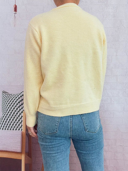 Flower Button Up Long Sleeve Cardigan