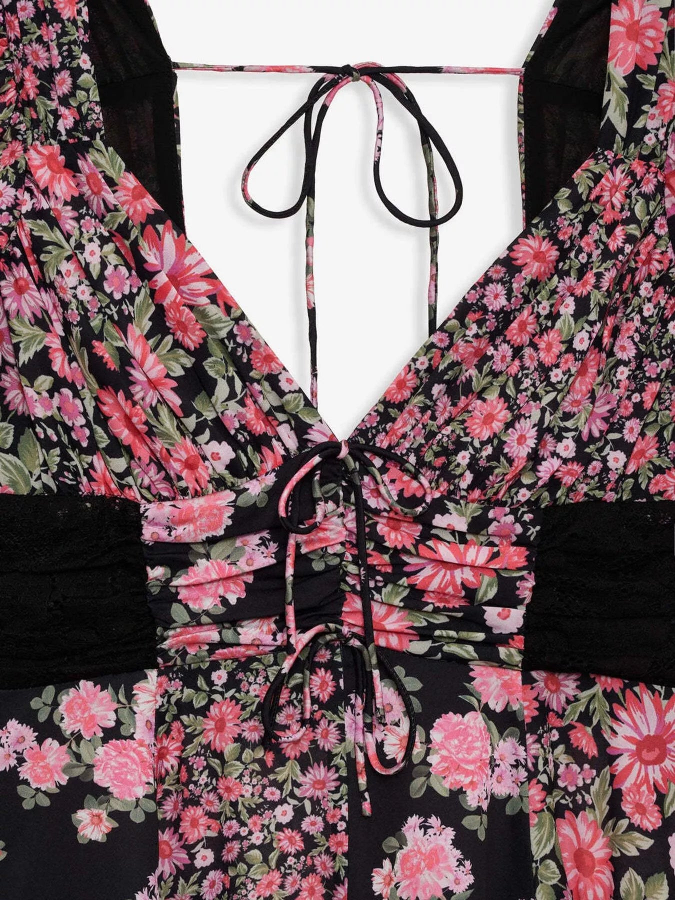 Ruffled Floral Print Half Sleeve Dress