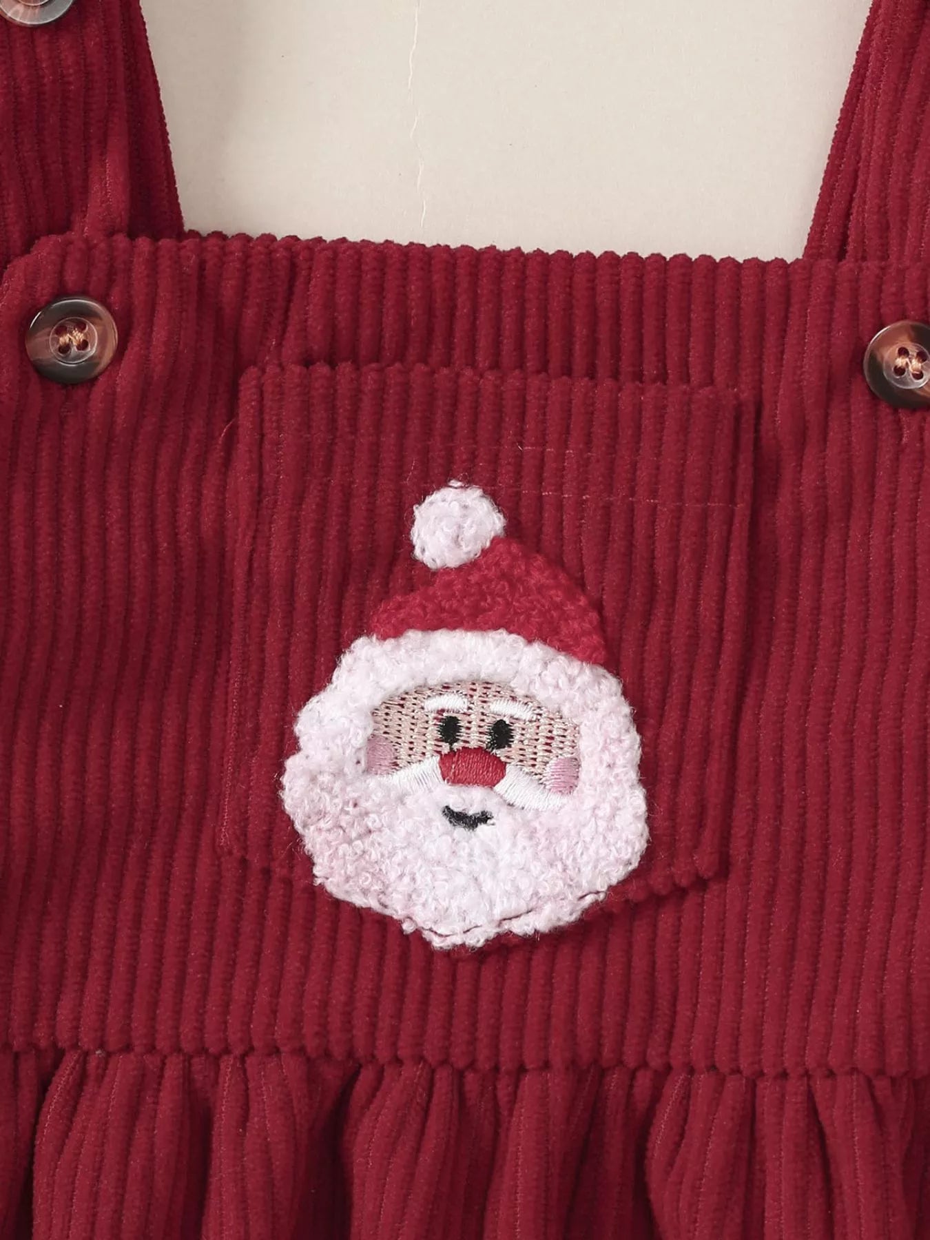 Children's Christmas Bodysuit and Overall Dress Set with Headband