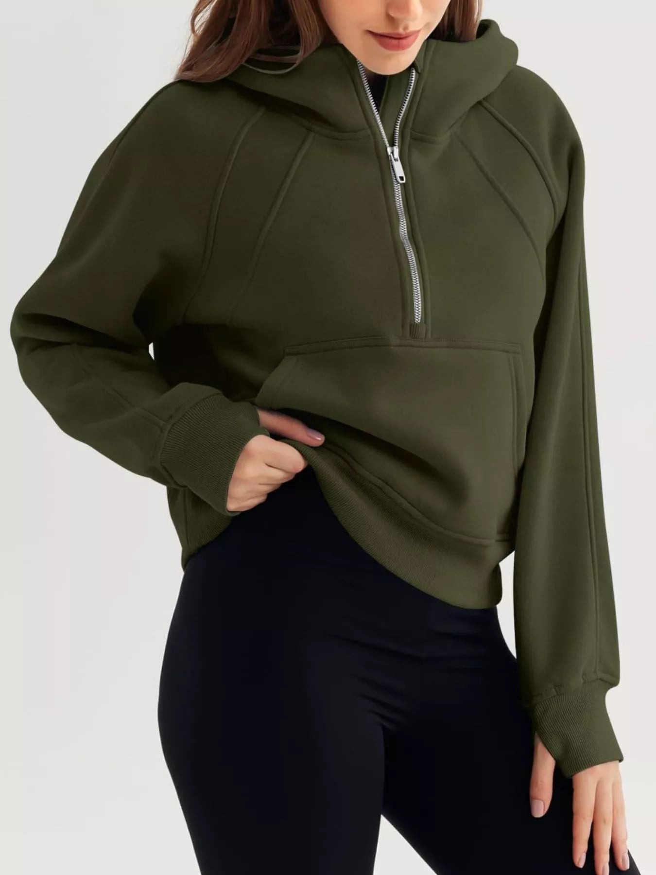 Half Zip Raglan Sleeve Hoodie
