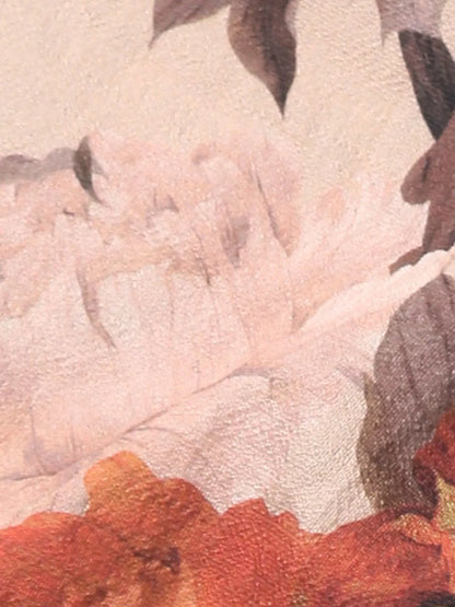 Smocked Floral Print Flounce Sleeve Dress