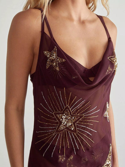 Cowl Neck Maxi Cami Dress