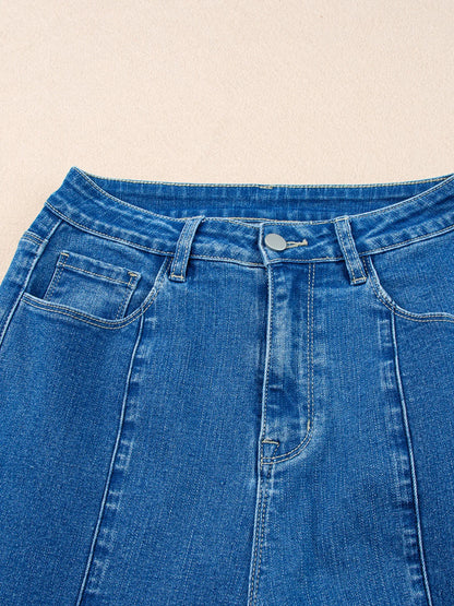 Seam Detail Flared Bottom Ankle Length Jeans