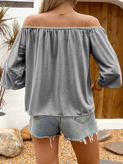 Off-Shoulder Tie-Front T-Shirt