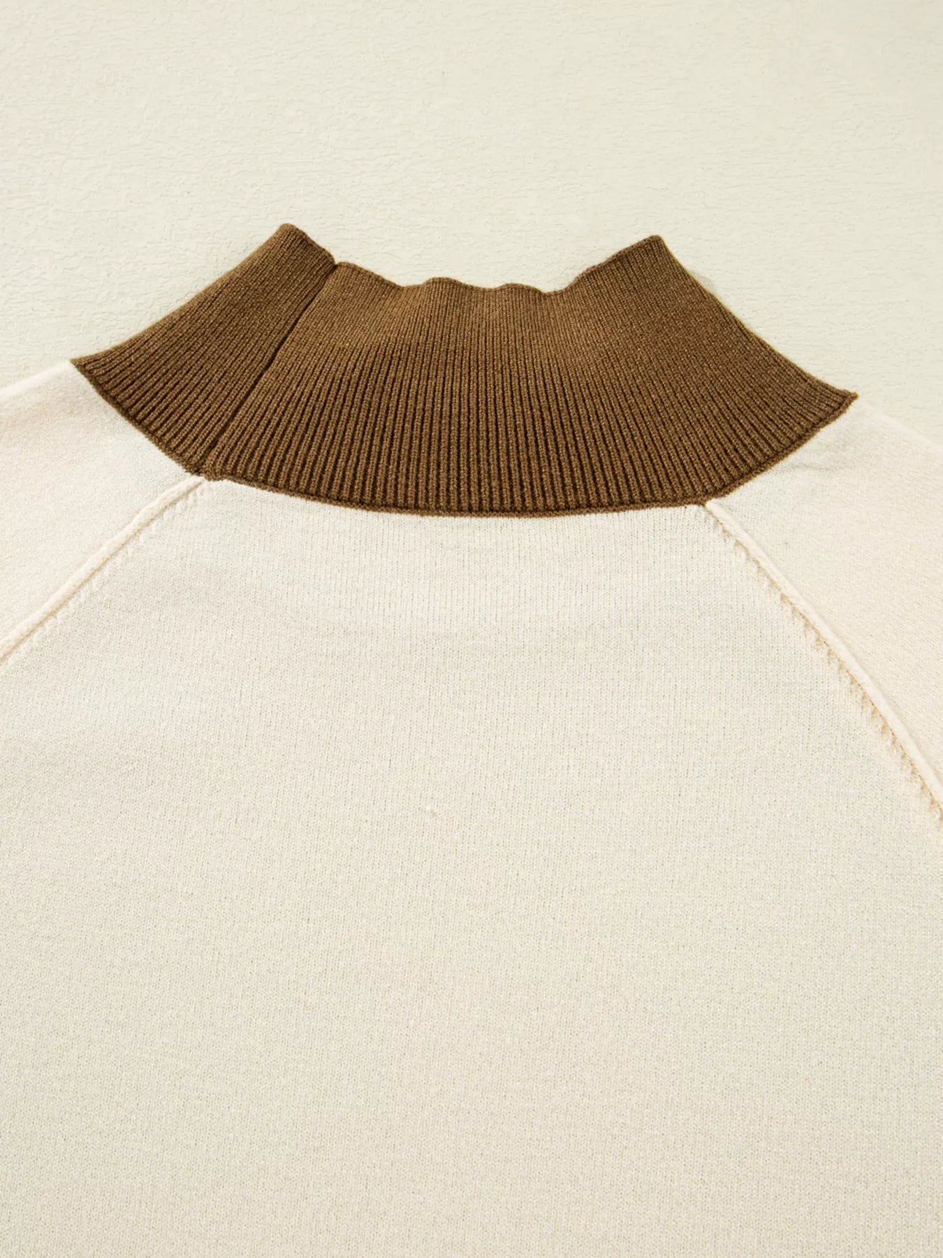 Color Block Mock Neck Long Sleeve Sweater