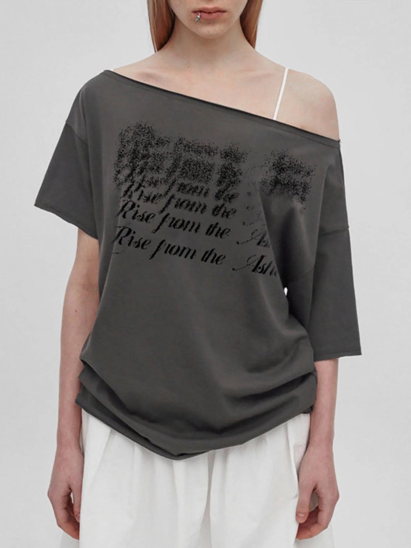 Letter Single Shoulder T-Shirt